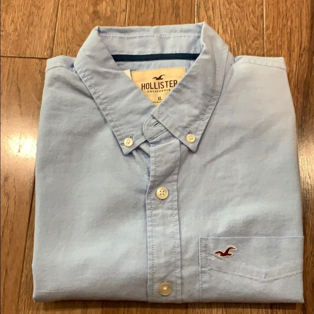 Sky Blue Short Sleeve Button Down Men Shirt